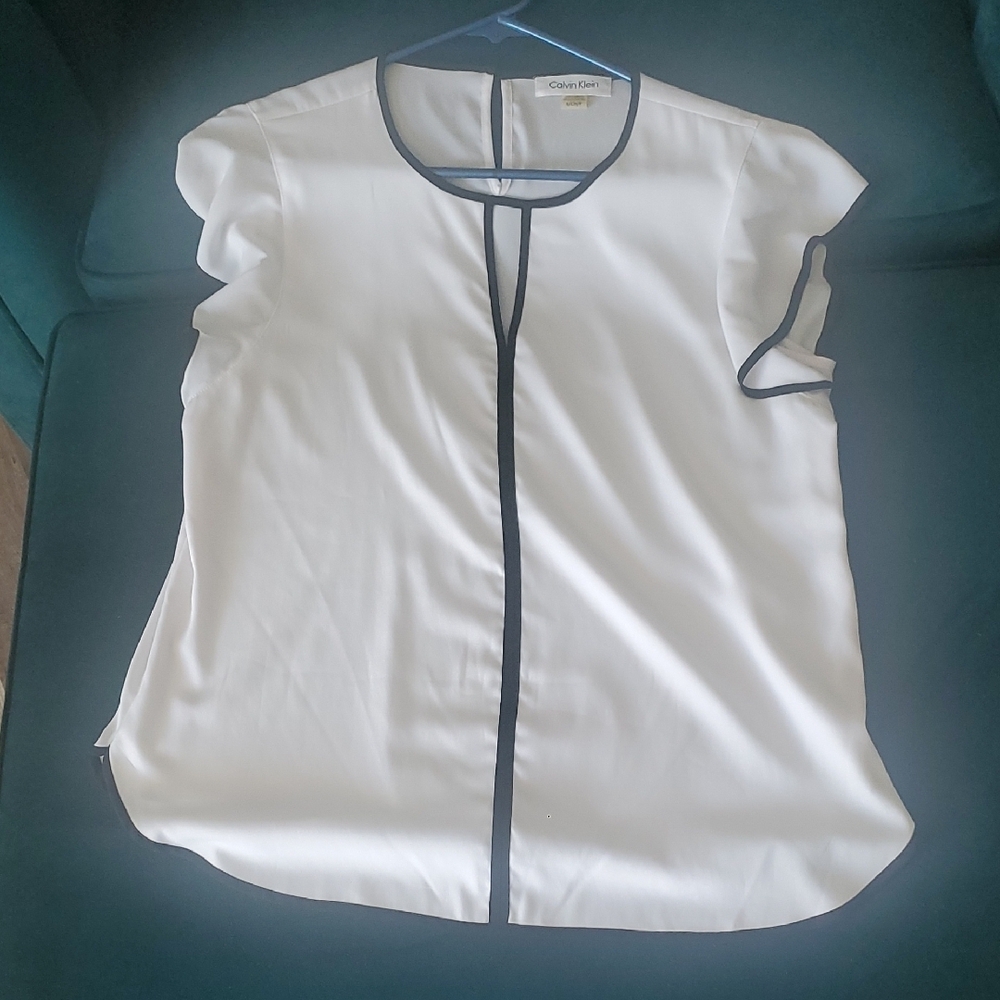Calvin Klein White Cap Sleeve Blouse